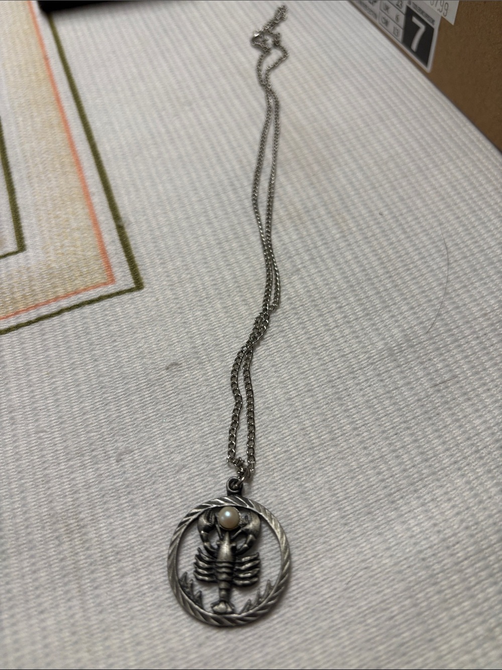 Sterling Silver Scorpion Pendant Necklace with Pearl Accent